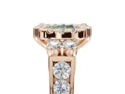 Cushion Cut Halo Engagement Ring Setting for a Fancy Green Lab-Grown Diamond | Graduated Channel Band | Rose Gold