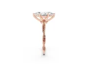 Marquise Cut Diamond Solitaire Ring Set in Rose gold with Twisted Band and Bead Prong Setting