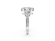 Marquise Three Stone Engagement Ring Setting | Tapered Pave Band | Sterling Silver