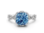 Cushion Cut Halo Engagement Ring Setting for a Fancy Blue Lab-Grown Diamond | Sterling Silver - Design NV-24725