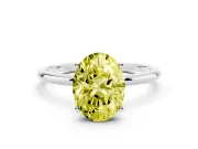 Oval Thin Solitaire Engagement Ring Setting for a Fancy Yellow Lab-Grown Diamond | Straight Plain Band | Sterling Silver