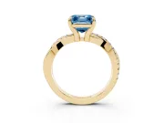 Asscher Cut Twist Engagement Ring Setting for a Fancy Blue Lab-Grown Diamond | Yellow Gold