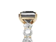 Princess Cut Side Stone Engagement Ring Setting for a Black Center | Yellow Gold