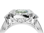 Radiant Cut Halo Engagement Ring Setting for a Fancy Green Lab-Grown Diamond | Graduated Channel Band | Platinum
