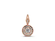 Round Lab-Grown Diamond Vintage Halo Pendant Necklace | Bezel and Milgrain | Rose Gold