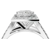 Princess Cut Halo Pavé Engagement Ring Setting | Narrow Split Shank | White Gold
