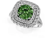 Round Halo Split Shank Engagement Ring Setting for a Fancy Green Lab-Grown Diamond | Pavé Strands | Sterling Silver