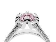 Fancy Pink Marquise Cut Diamond Pavé Split Shank Solitaire Ring Set in White gold with Prong Setting