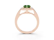 Fancy Green Cushion Cut Diamond Halo Pavé Engagement Ring Set in Rose gold with Bezel Setting