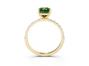 Radiant Cut Pave Solitaire Engagement Ring Setting for a Fancy Green Lab-Grown Diamond | Pave Shoulders | Yellow Gold