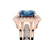 Asscher Cut Halo Engagement Ring Setting for a Fancy Blue Lab-Grown Diamond | Channel-Set Split Shank | Rose Gold