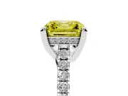 Asscher Cut Hidden Halo Engagement Ring Setting for a Fancy Yellow Lab-Grown Diamond | Claw Prongs | Sterling Silver