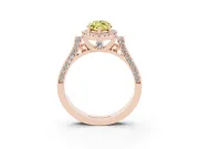 Fancy Yellow Marquise Cut Diamond Halo Ring Set in Rose gold with Pavé-Lined Split Shank Band