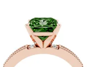 Princess Cut Vintage Pavé Engagement Ring Setting for a Fancy Green Lab-Grown Diamond | Rose Gold