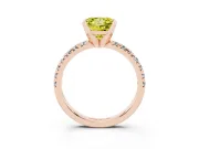 Fancy Yellow Princess Cut Diamond Solitaire Pavé Engagement Ring Set in Rose gold with Round Band and Prong Setting