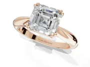 Princess Cut Tapered Solitaire Engagement Ring Setting | Double Claw Prongs | Rose Gold