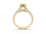Emerald Cut Hidden Halo Pave Engagement Ring Setting for a Fancy Yellow Lab-Grown Diamond | Claw Prongs | Yellow Gold