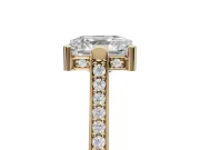 Asscher Cut Vintage Cathedral Engagement Ring Setting | Carved Band | Yellow Gold