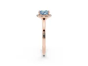 Oval Halo Engagement Ring Setting for a Fancy Blue Lab-Grown Diamond | Plain Polished Band | Rose Gold