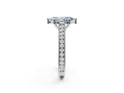 Marquise Vintage Engraved Pavé Engagement Ring Setting for a Fancy Blue Lab-Grown Diamond | Milgrain Edges | Platinum