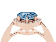 Heart-Shaped Framed Halo Engagement Ring Setting for a Fancy Blue Lab-Grown Diamond | Rose Gold