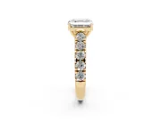 Asscher Cut Cut-Down Side Stone Engagement Ring Setting | Scalloped Shoulders | Yellow Gold