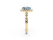 Oval Halo Engagement Ring Setting for a Fancy Blue Lab-Grown Diamond | Bezel Stations | Yellow Gold