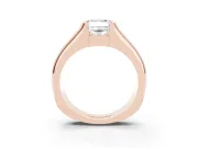 Radiant Cut Half Bezel Solitaire Engagement Ring Setting | Wide Band | Rose Gold