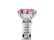Oval Cathedral Channel Set Engagement Ring Setting for a Fancy Pink Lab-Grown Diamond | Double Claw Prongs | White Gold