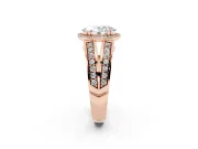 Oval Cut Diamond Halo Ring Set in Rose gold with Double Pavé Split Shank