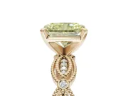 Radiant Cut Vintage Engagement Ring Setting for a Fancy Yellow Lab-Grown Diamond | Graduated Stations | Yellow Gold
