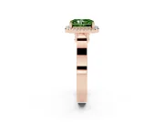 Radiant Cut Halo Engagement Ring Setting for a Fancy Green Lab-Grown Diamond | Pavé Panel Shoulders | Rose Gold