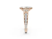 Oval Halo Side Cluster Engagement Ring Setting | Graduated Channel Band | Rose Gold