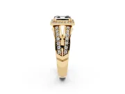 Asscher Cut Halo Engagement Ring Setting for a Black Center | Two-Row Pavé Split Shank | Yellow Gold
