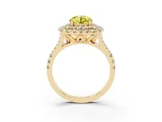 Round Halo Split Shank Engagement Ring Setting for a Fancy Yellow Lab-Grown Diamond | Pavé Strands | Yellow Gold