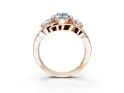Oval Three Stone Split Shank Engagement Ring Setting for a Fancy Blue Lab-Grown Diamond | Matching Sides | Rose Gold