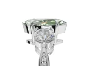 Marquise Three Stone Engagement Ring Setting for a Fancy Green Lab-Grown Diamond | Tapered Pave Band | Sterling Silver
