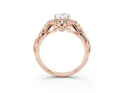 Oval Hidden Halo Filigree Engagement Ring Setting | Pavé Shoulders | Rose Gold