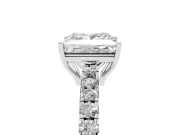 Princess Cut Pave Engagement Ring Setting | Shared Prong Band | Platinum