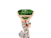 Fancy Green Radiant Cut Diamond Solitaire Twisted Band Set in Rose gold with Pavé Setting