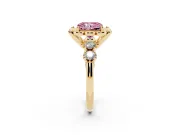 Radiant Cut Floral Engagement Ring Setting for a Fancy Pink Lab-Grown Diamond | Petal Frame | Yellow Gold