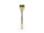 Cushion Cut Hidden Halo Pave Engagement Ring Setting for a Fancy Green Lab-Grown Diamond | Claw Prongs | Yellow Gold