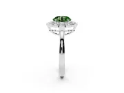 Round Scalloped Cluster Halo Engagement Ring Setting for a Fancy Green Lab-Grown Diamond | Plain Band | Platinum