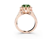 Asscher Cut Floral Halo Engagement Ring Setting for a Fancy Green Lab-Grown Diamond | Pavé Split Shank | Rose Gold
