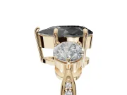 Pear-Shaped Three Stone Engagement Ring Setting for a Black Center | Tapered Pavé Band | Yellow Gold