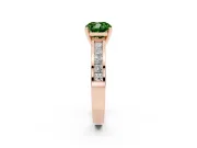 Fancy Green Cushion Cut Diamond Solitaire Ring Set in Rose gold with Channel-Set Band and Prong Setting