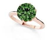Fancy Green Round Cut Diamond Solitaire Cathedral Ring Set in Rose gold with Prong Setting