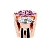 Fancy Pink Round Cut Diamond Three-Stone Channel Set Ring Set in Rose gold with Smooth Polished Band