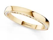 Round Diamond Pavé Channel Band Set in Yellow gold with Smooth Profile