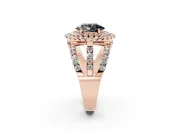Oval Double Halo Split Shank Engagement Ring Setting for a Black Center | Pavé Strands | Rose Gold